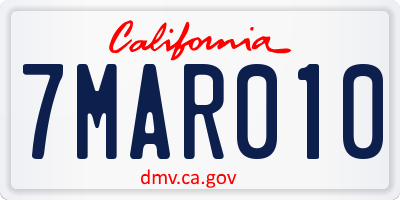 CA license plate 7MAR010