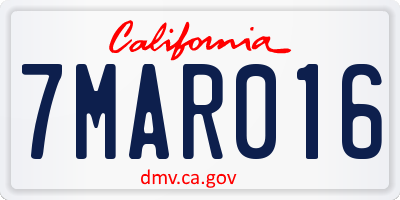 CA license plate 7MAR016