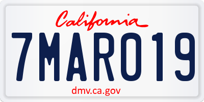 CA license plate 7MAR019