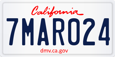CA license plate 7MAR024