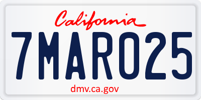CA license plate 7MAR025
