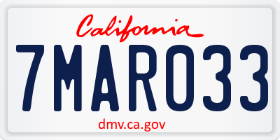 CA license plate 7MAR033