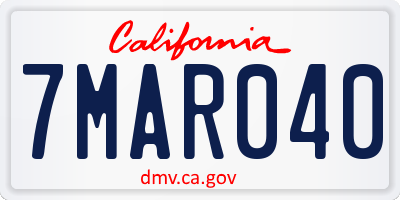CA license plate 7MAR040