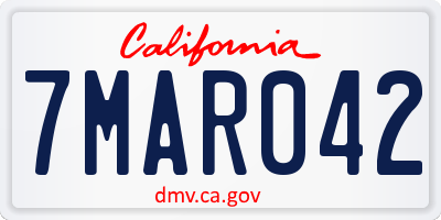 CA license plate 7MAR042