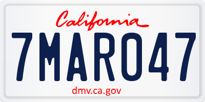 CA license plate 7MAR047
