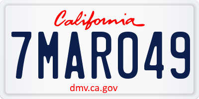 CA license plate 7MAR049