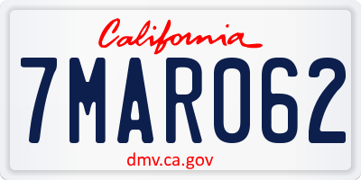 CA license plate 7MAR062