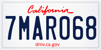 CA license plate 7MAR068