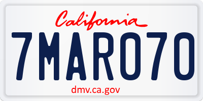 CA license plate 7MAR070