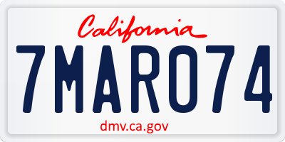 CA license plate 7MAR074