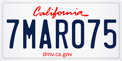 CA license plate 7MAR075