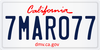 CA license plate 7MAR077
