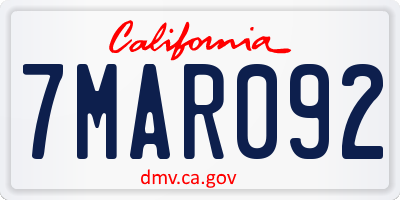 CA license plate 7MAR092