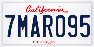 CA license plate 7MAR095