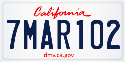 CA license plate 7MAR102