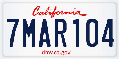 CA license plate 7MAR104