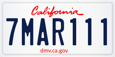 CA license plate 7MAR111