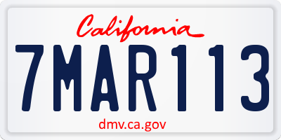 CA license plate 7MAR113