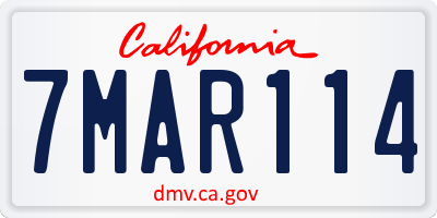 CA license plate 7MAR114