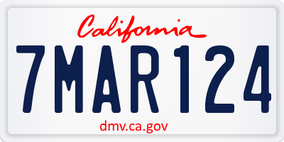 CA license plate 7MAR124