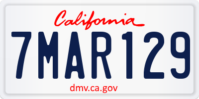 CA license plate 7MAR129