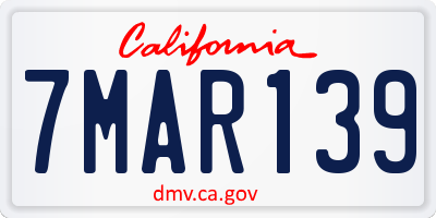 CA license plate 7MAR139