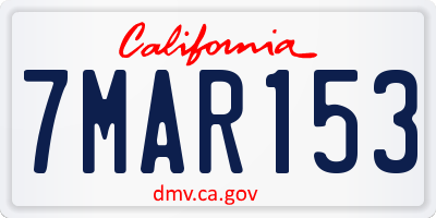 CA license plate 7MAR153