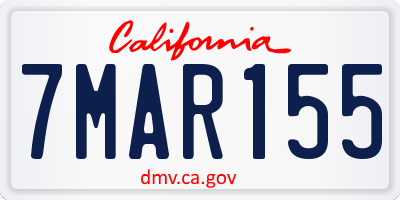 CA license plate 7MAR155