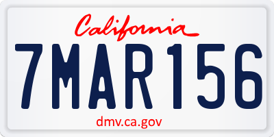 CA license plate 7MAR156