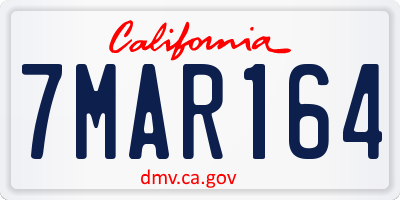 CA license plate 7MAR164
