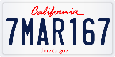 CA license plate 7MAR167