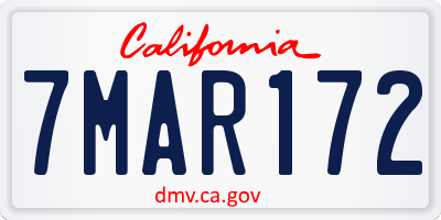 CA license plate 7MAR172