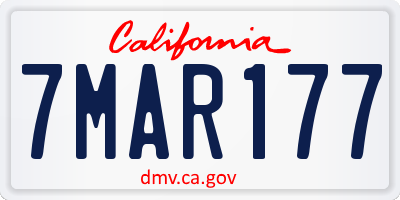 CA license plate 7MAR177