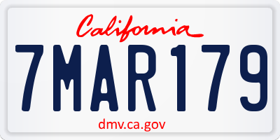 CA license plate 7MAR179