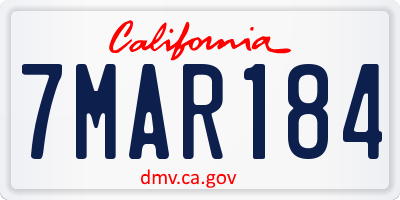 CA license plate 7MAR184