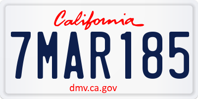 CA license plate 7MAR185