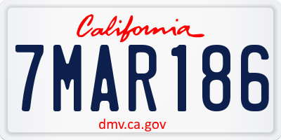 CA license plate 7MAR186