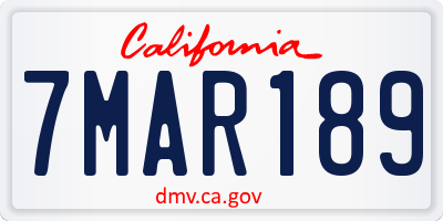 CA license plate 7MAR189