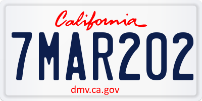 CA license plate 7MAR202