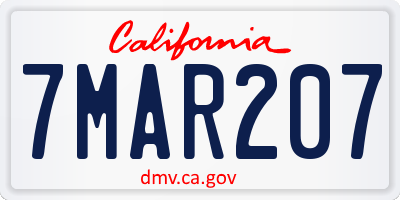 CA license plate 7MAR207