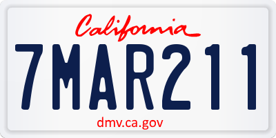 CA license plate 7MAR211
