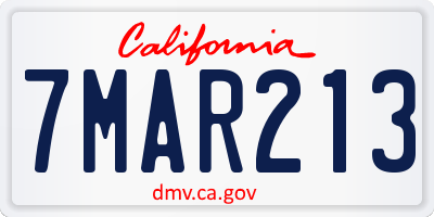 CA license plate 7MAR213