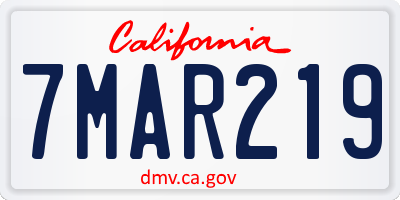CA license plate 7MAR219