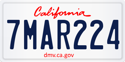 CA license plate 7MAR224