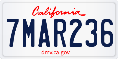 CA license plate 7MAR236