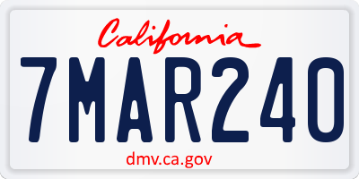 CA license plate 7MAR240