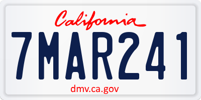 CA license plate 7MAR241