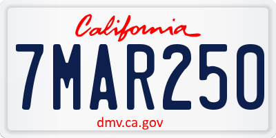 CA license plate 7MAR250