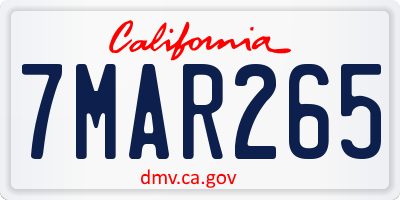 CA license plate 7MAR265