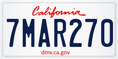 CA license plate 7MAR270